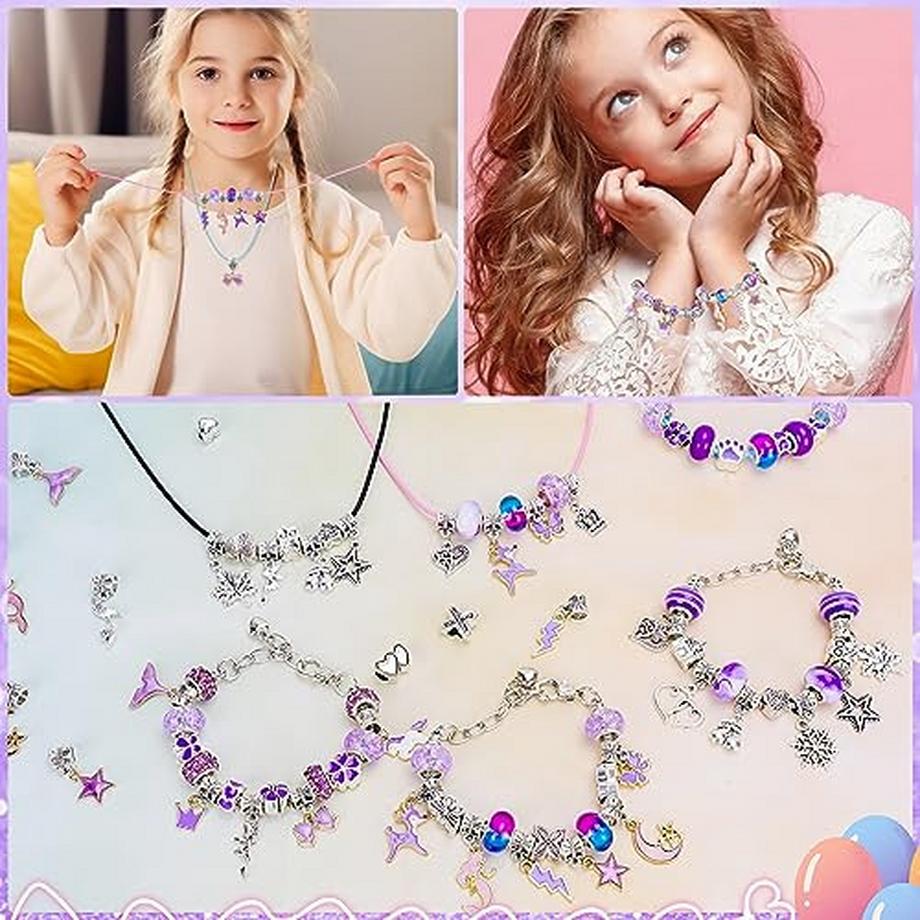 Activity-board  Cadeaux, bijoux artisanaux pour filles, kit artisanal pour enfants, fabrication de bracelets à breloques, kit de bricolage 