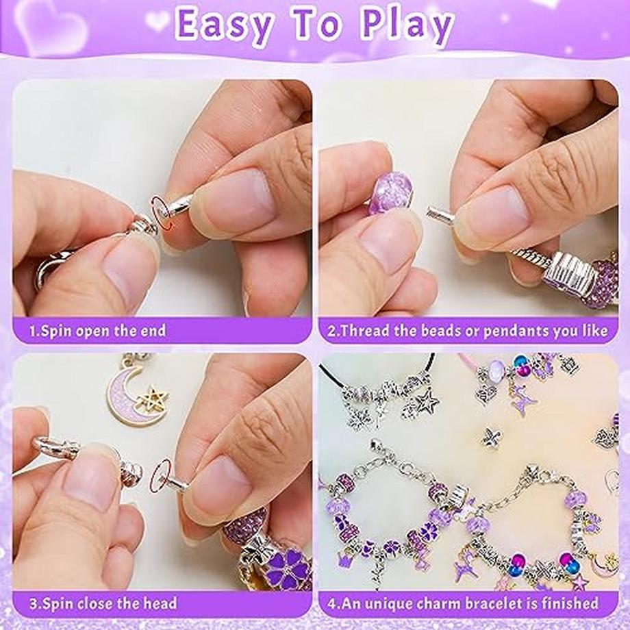 Activity-board  Cadeaux, bijoux artisanaux pour filles, kit artisanal pour enfants, fabrication de bracelets à breloques, kit de bricolage 