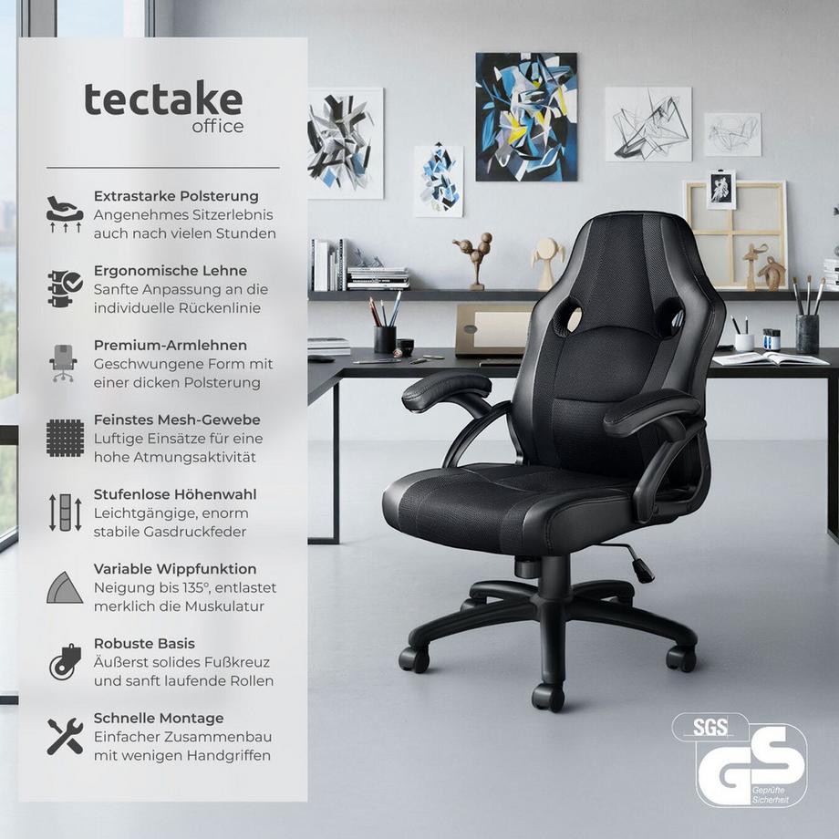 Tectake Sedia da ufficio Benny forma ergonomica  