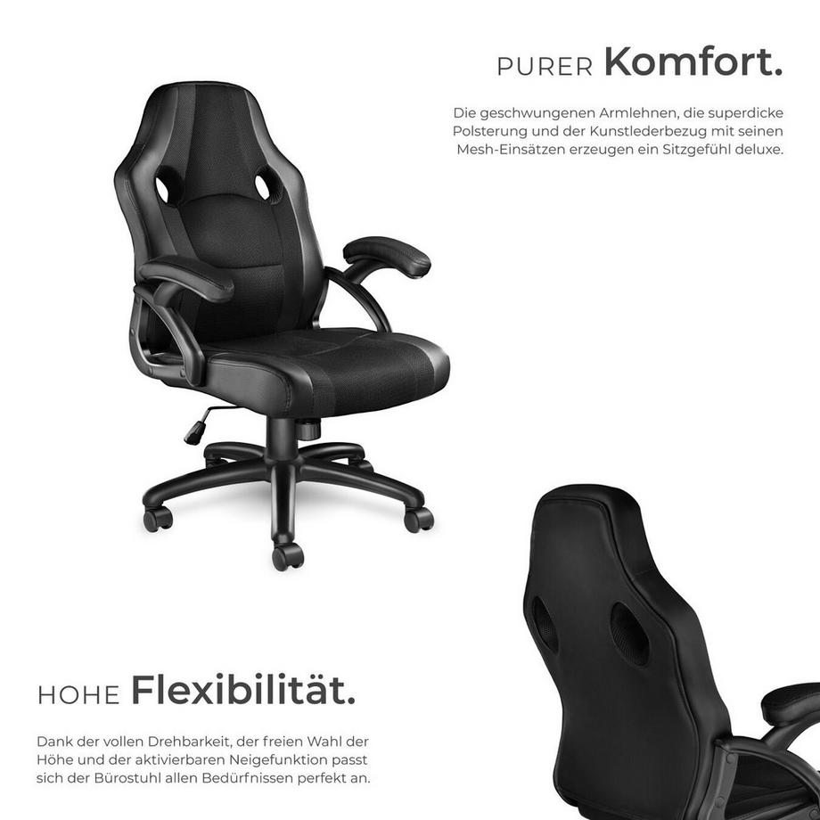 Tectake Sedia da ufficio Benny forma ergonomica  