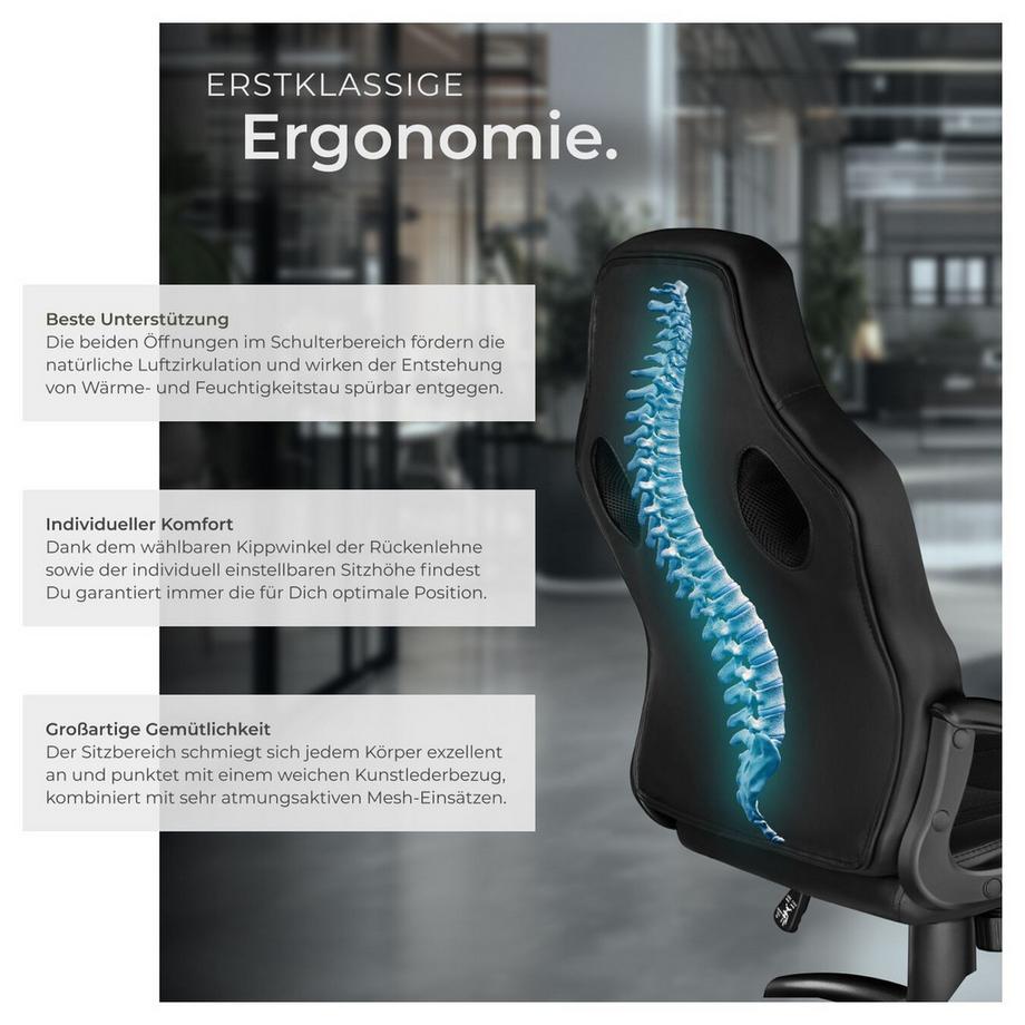 Tectake Sedia da ufficio Benny forma ergonomica  