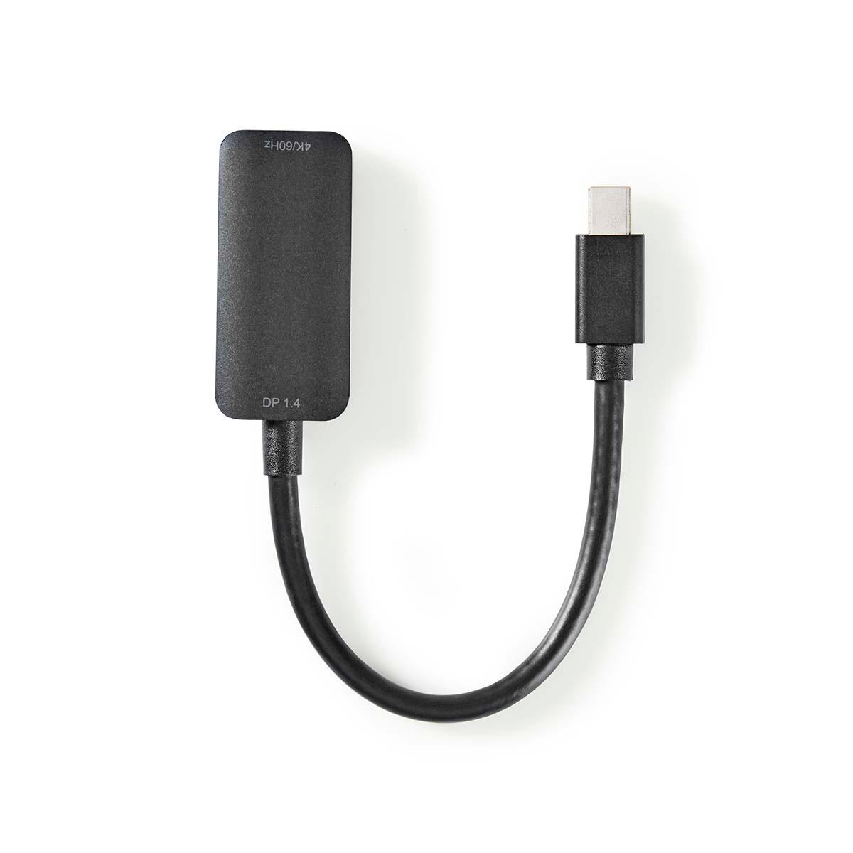 Image of Mini Displayport-Kabel | DisplayPort 1.4 | Mini DisplayPort-Stecker | HDMI™-Ausgang | 48 Gbit/s | Vernickelt | 0,20 m | Rund | PVC | Schwarz | Kunststoffbeutel.