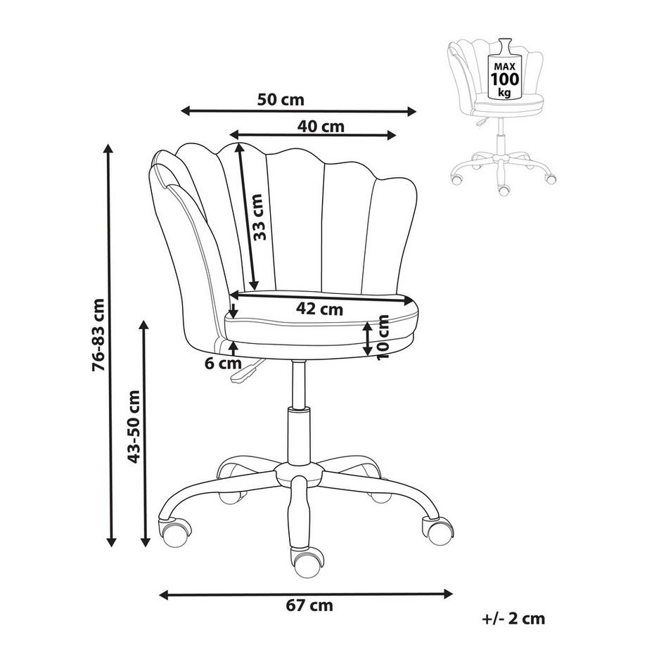 Beliani Chaise de bureau en Velours Glamour MONTICELLO  