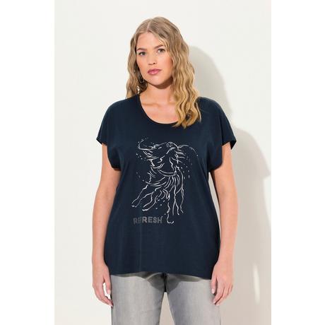 Ulla Popken  T-shirt oversized à imprimé animal métallisé, col rond et manches courtes 