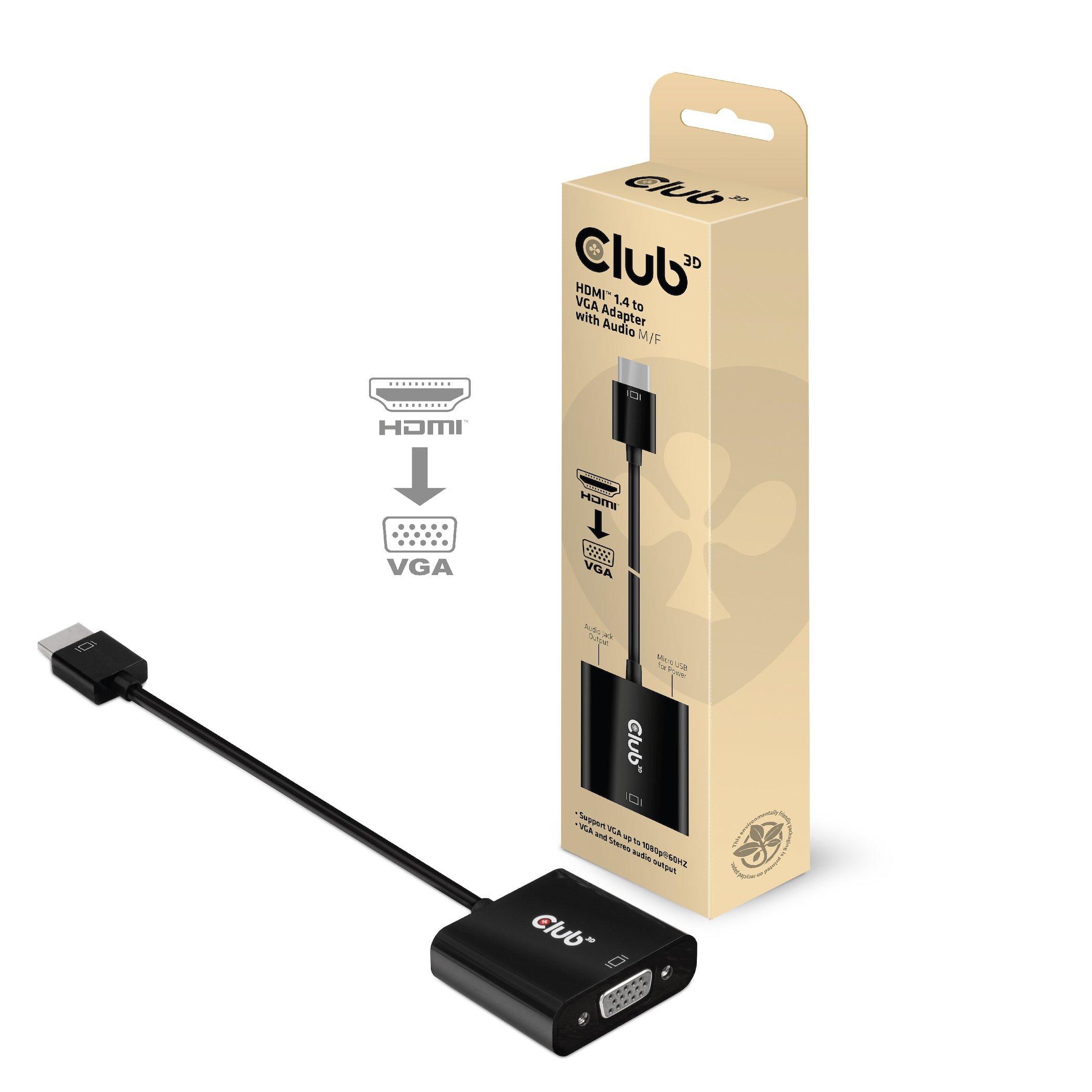 CLUB 3D  CLUB3D CAC-1302 cavo e adattatore video 0,5 m HDMI tipo A (Standard) VGA (D-Sub) Nero 