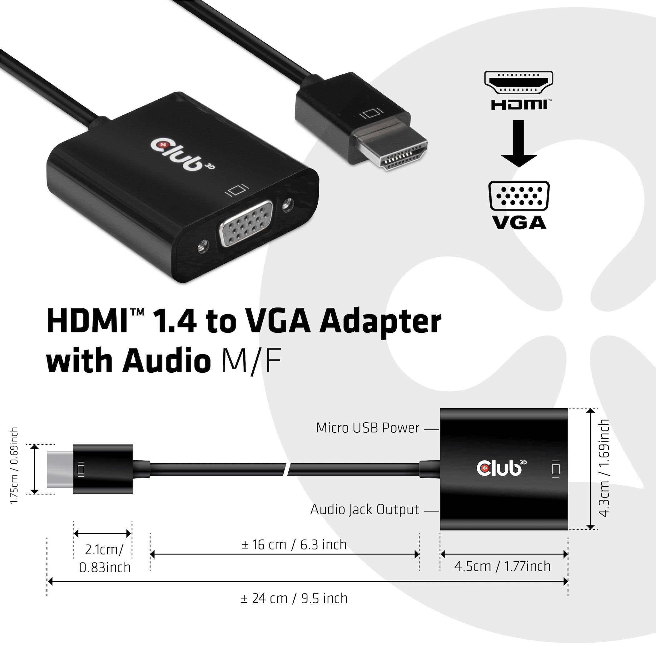 CLUB 3D  Adapterkabel HDMI - VGA 