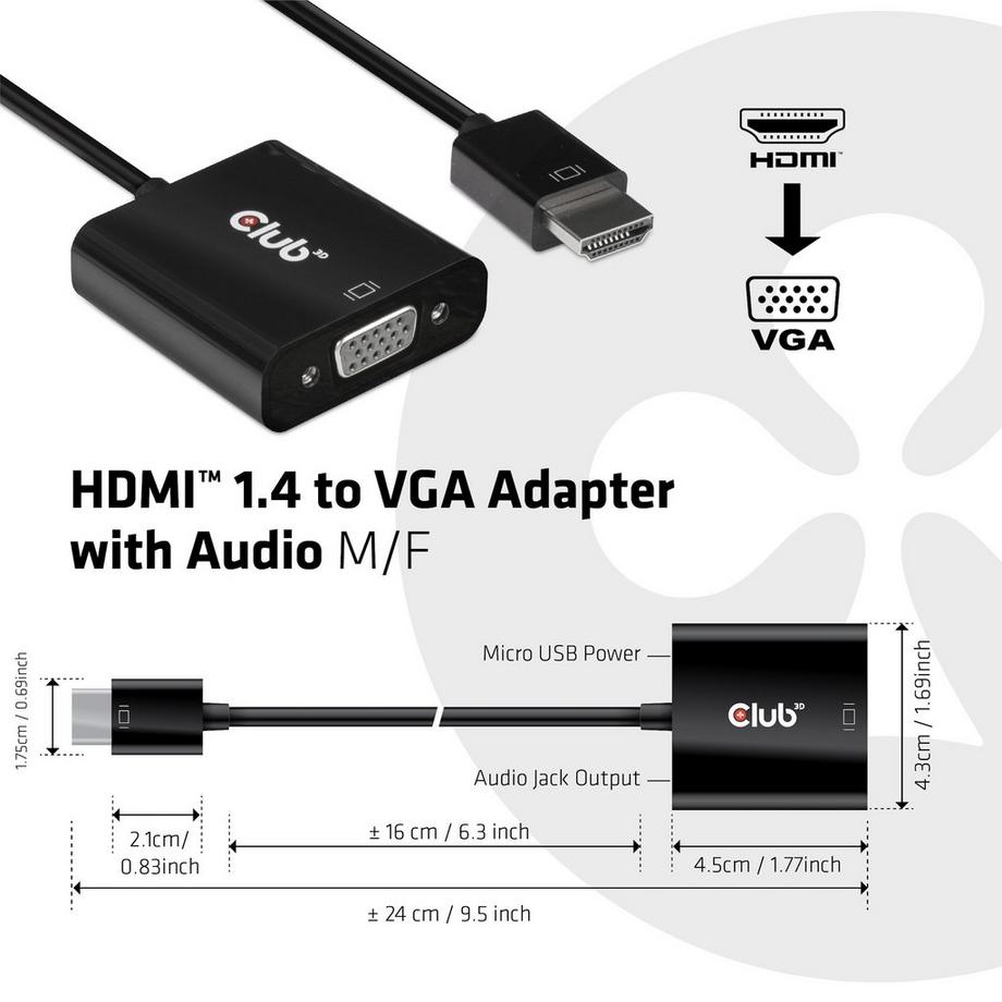 CLUB 3D  Adapterkabel HDMI - VGA 