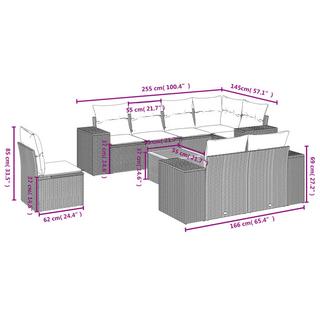 VidaXL Ensemble de canapés de jardin rotin synthétique  