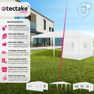 Tectake Tonnelle Vivara 6 x 3 m avec 5 éléments latéraux  