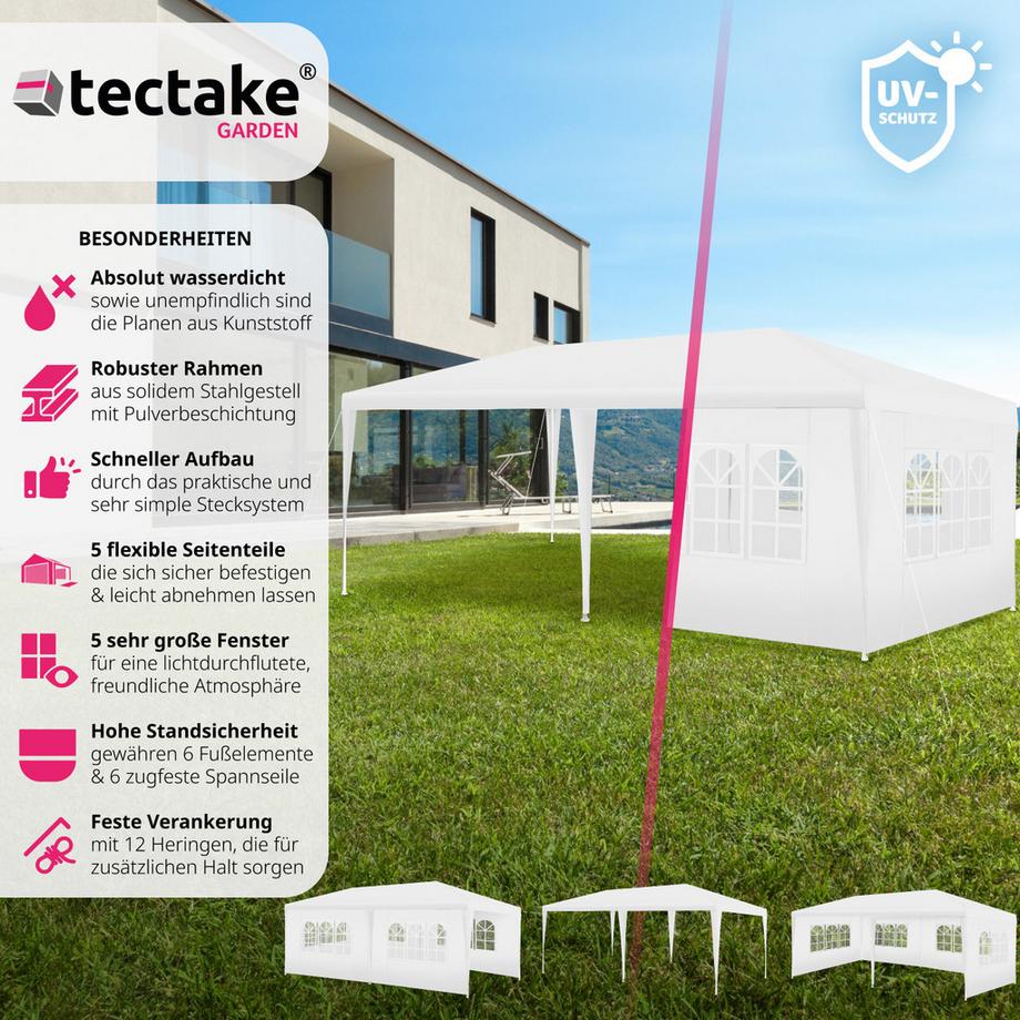 Tectake Pavillon Vivara 6 x 3 m wasserdicht  