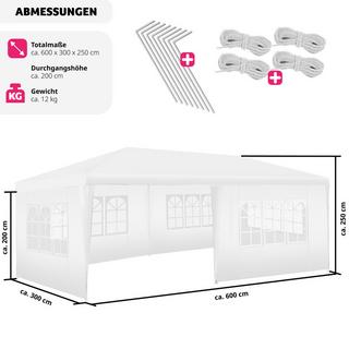 Tectake Tonnelle Vivara 6 x 3 m avec 5 éléments latéraux  