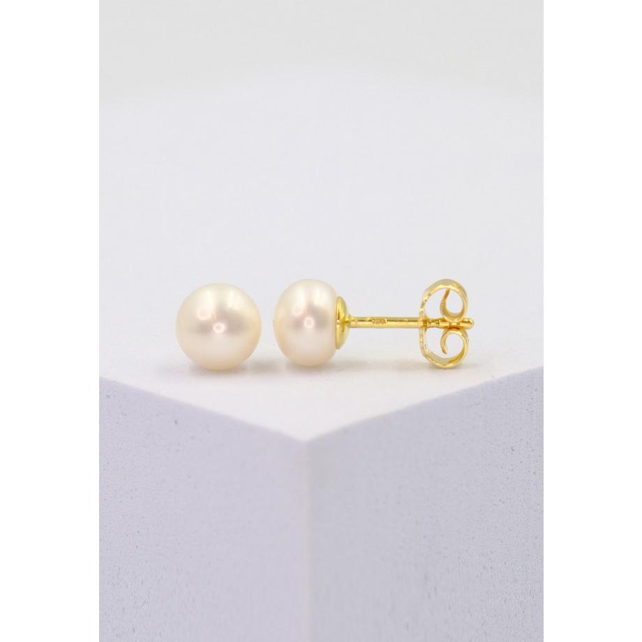 MUAU Schmuck  Boucles d'oreille or jaune 750 perle d'eau douce 6.5-7mm 