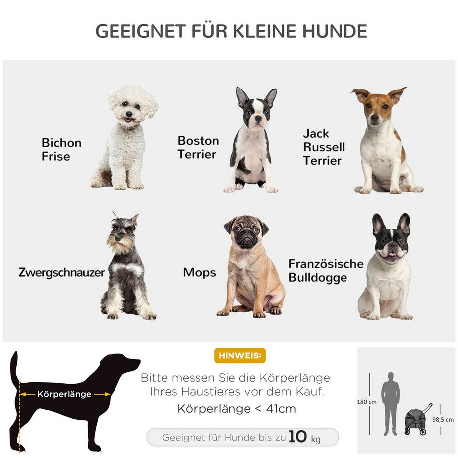 PawHut  Poussette pour chien 2 en 1 