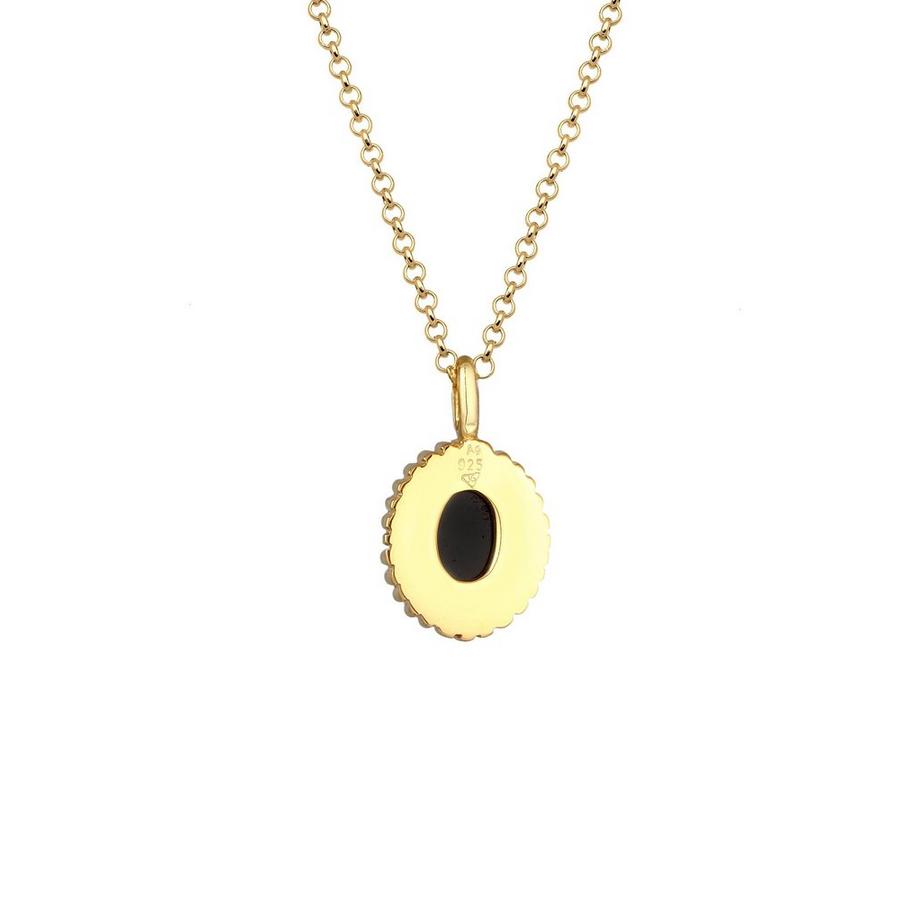 Elli  Collier Femmes Solitaire Pendentif Ovale Vintage Avec Onyx 