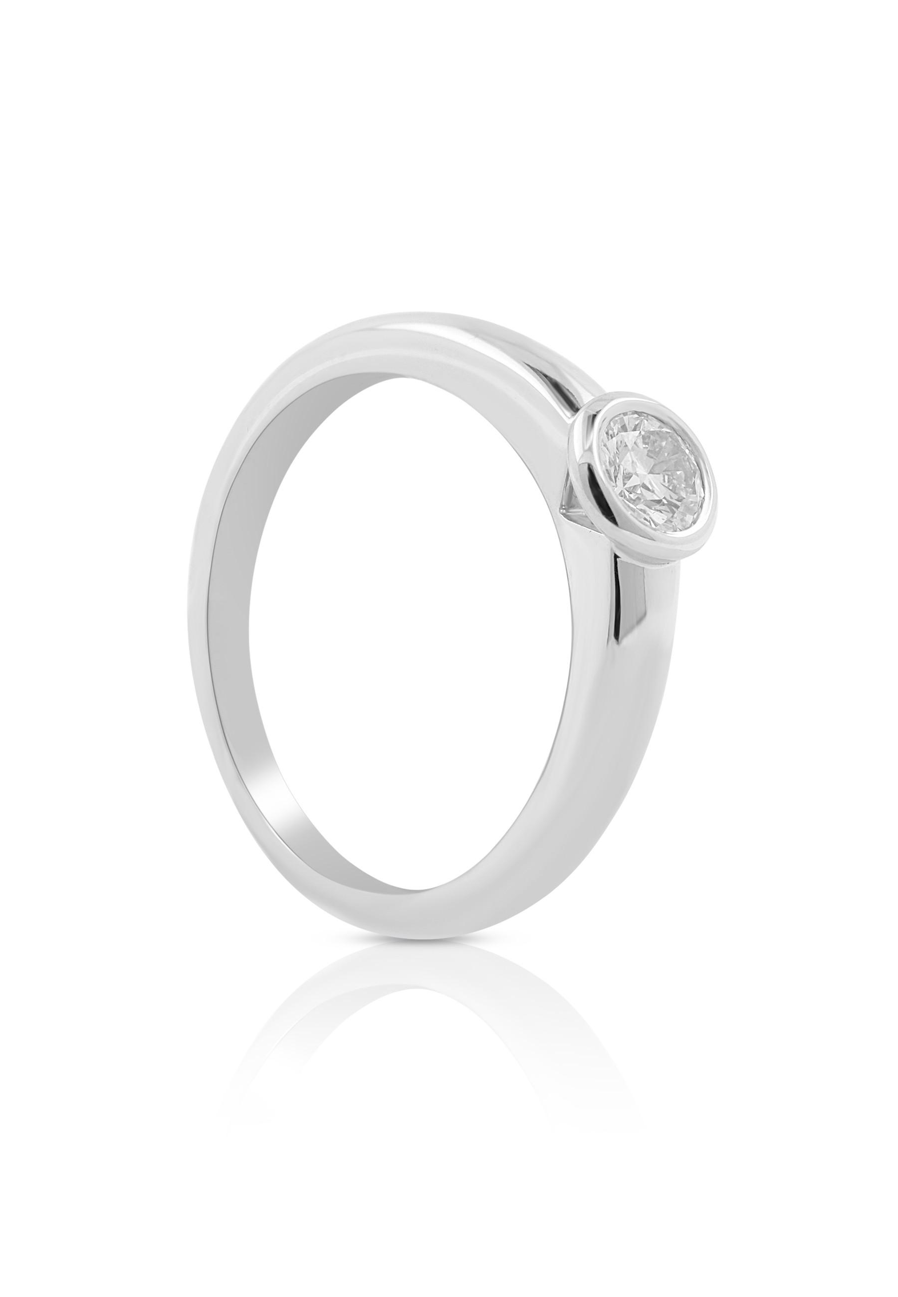 Image of Solitaire Ring Diamant 0.30ct. Weissgold 750 Damen Silber 52
