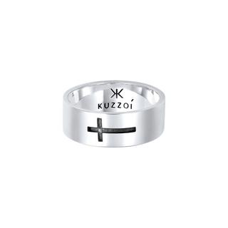 Kuzzoi  Bague Herren Bandring Glanz Kreuz Oxidiert 925 Silber 