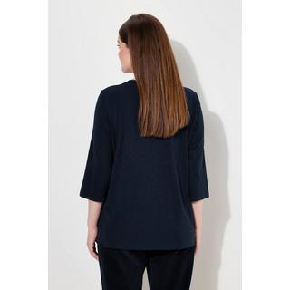 Ulla Popken  Shirt, Stickerei, Rundhals, 3/4-Arm, Biobaumwolle 