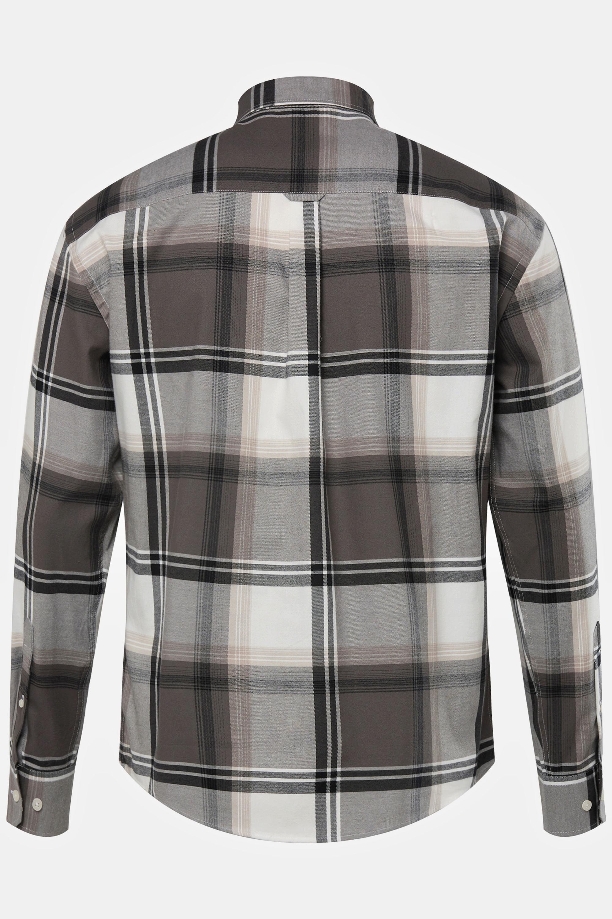 Sthuge  Camicia di flanella a quadri con taglio moderno, maniche lunghe e colletto button-down, fino alla tg. 8XL 