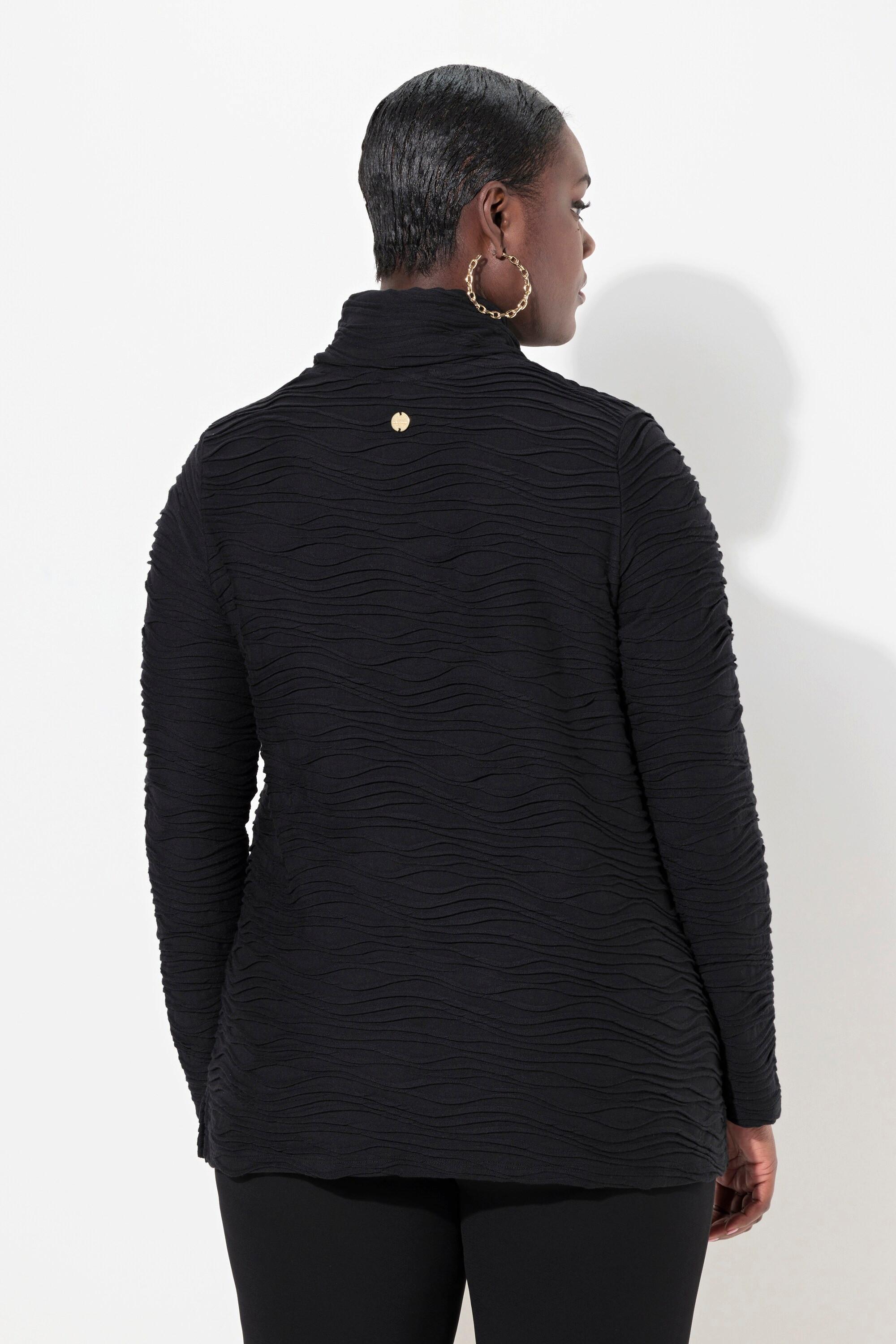 Ulla Popken Design Ondulato Cupro Collo Alto Maglia Maniche Lunghe  