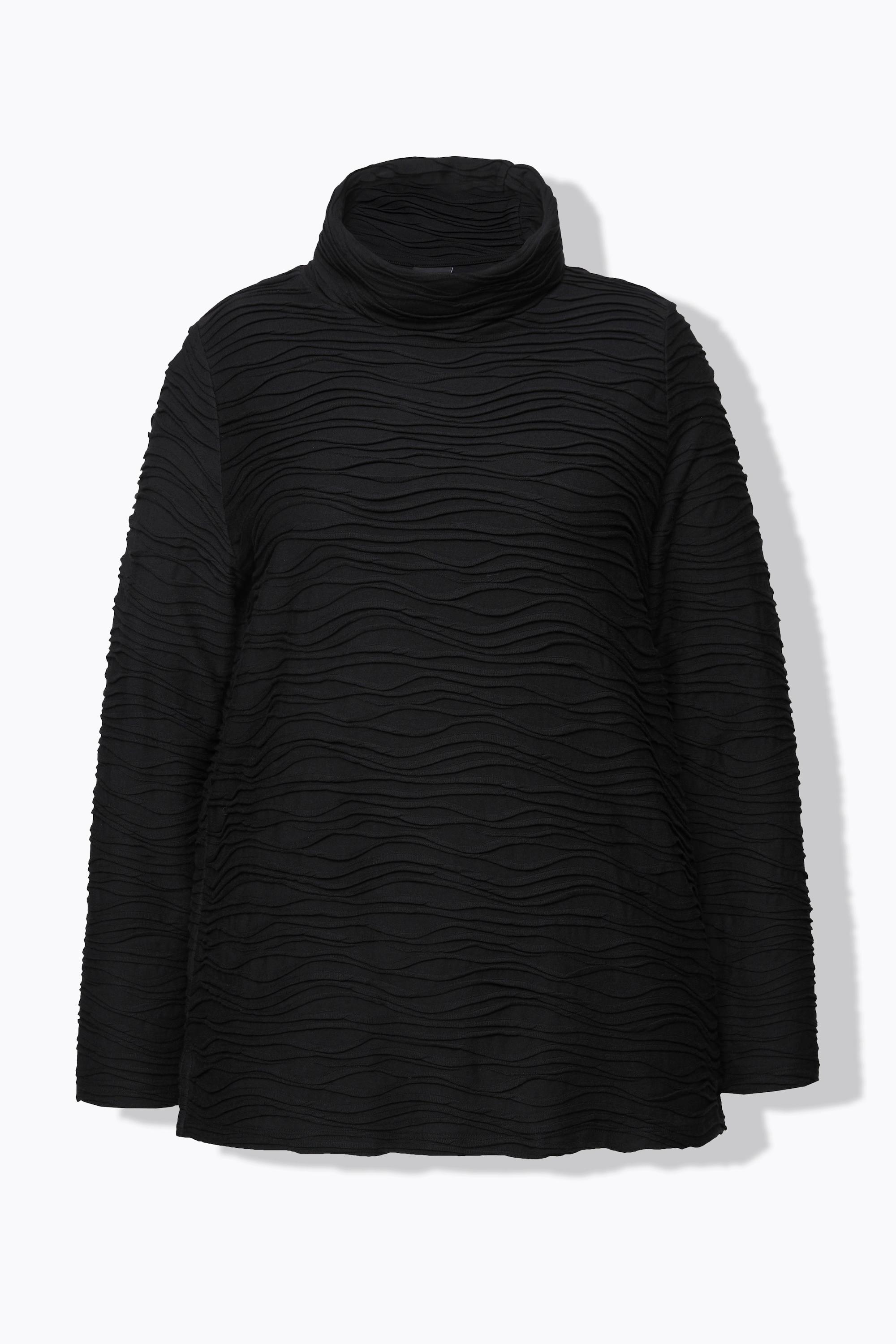 Ulla Popken Design Ondulato Cupro Collo Alto Maglia Maniche Lunghe  