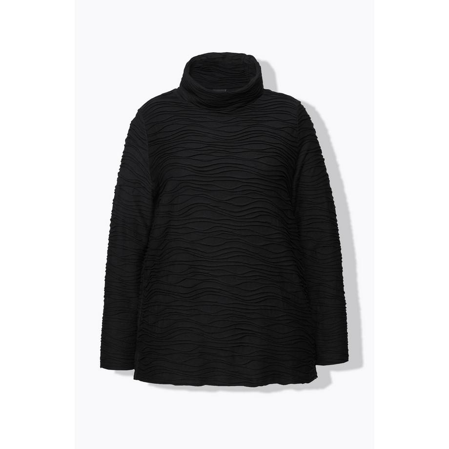 Ulla Popken Wellen-Design Cupromix Rollkragen Langarmshirt  