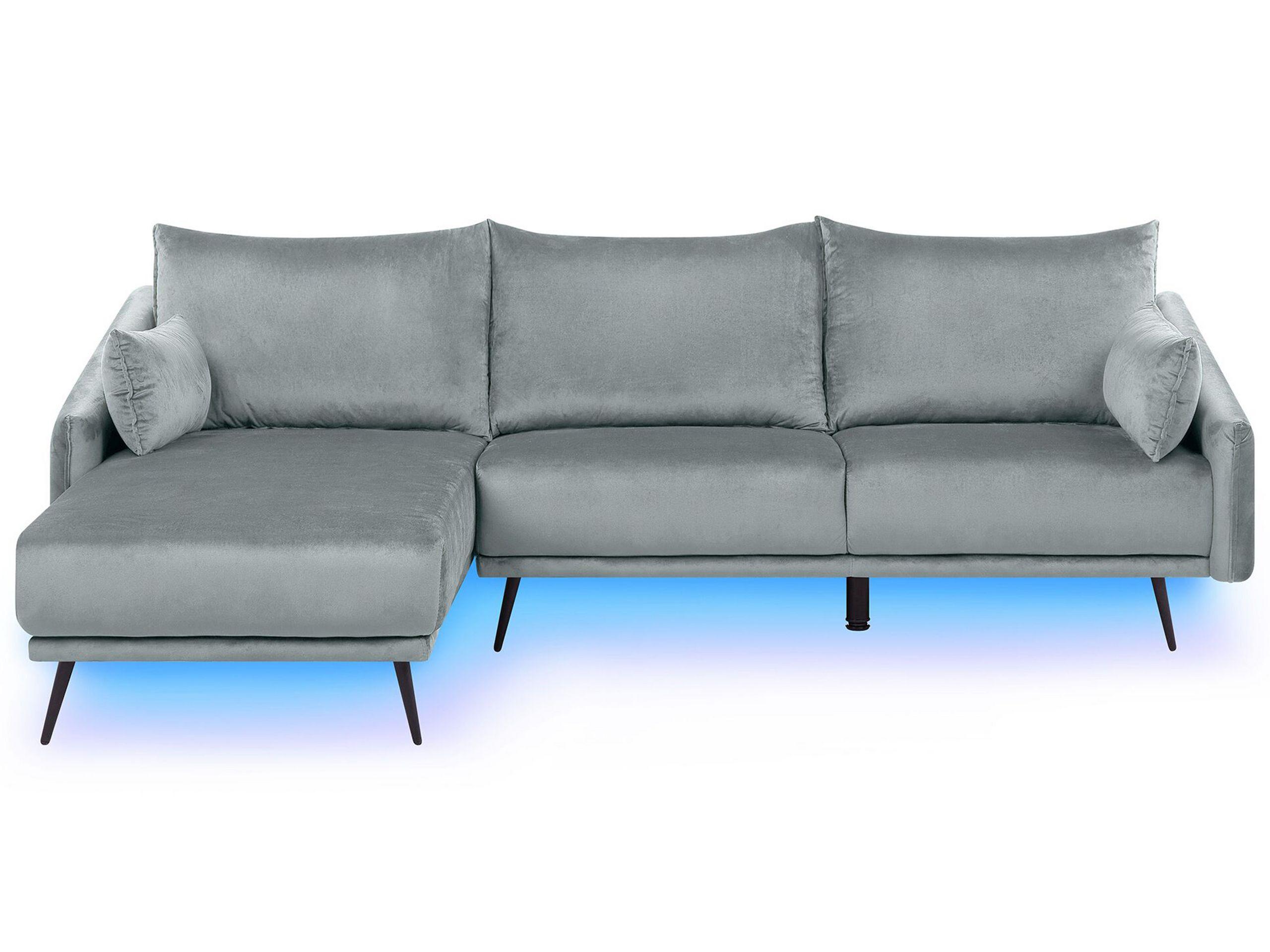 Image of Ecksofa mit LED aus Samtstoff Modern VARDE Ecksofa mit LED aus Samtstoff Modern VARDE
