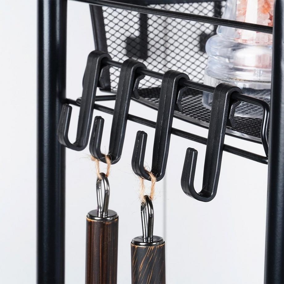 B2X  Chariot à roulettes en métal noir à 3 niveaux pour la maison et le bureau 