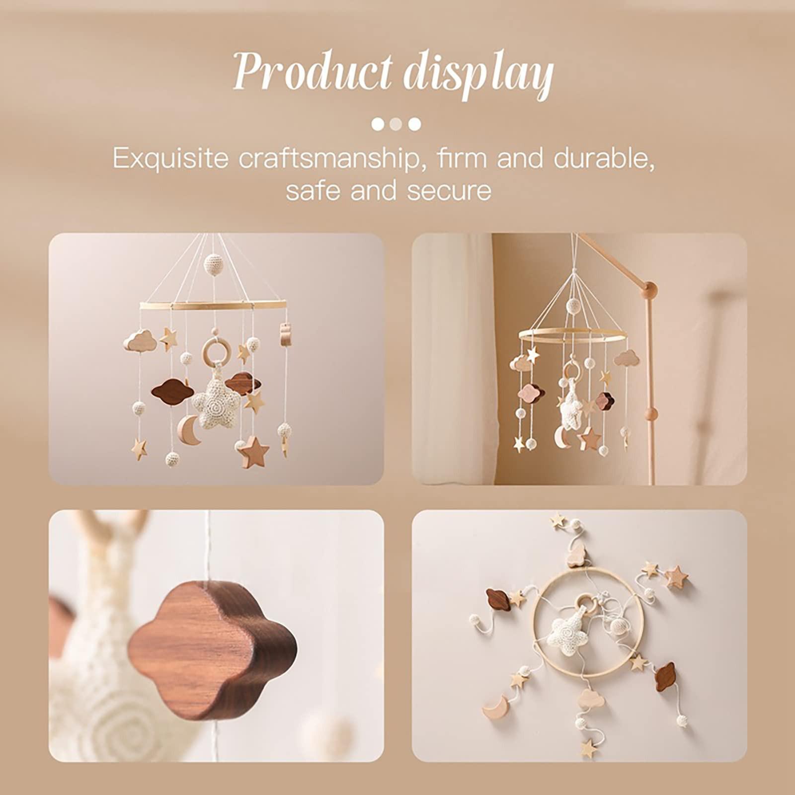 Activity-board  Baby-Mobile aus Holz mit Filzkugeln und Wolken-Ornament 