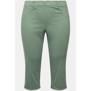 Ulla Popken  Pantaloni Capri a 7/8 modello Sienna in tessuto elasticizzato con orli sfrangiati e taglio della gamba aderente 