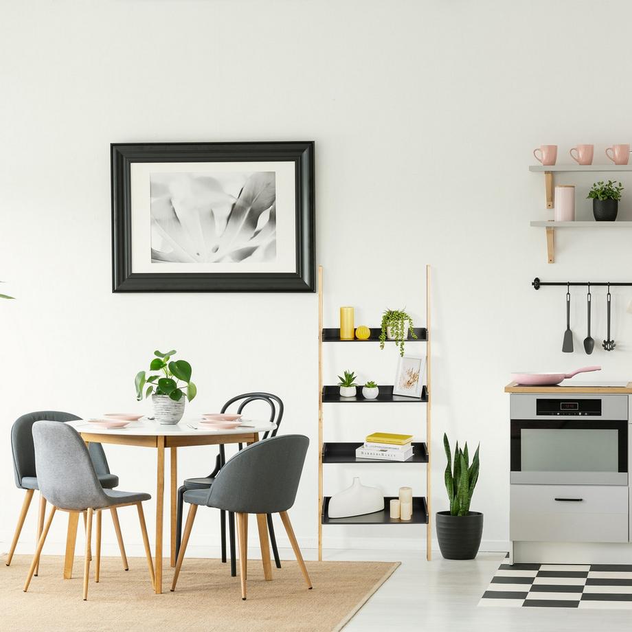 B2X  Leiterregal aus Bambus mit 4 Böden 