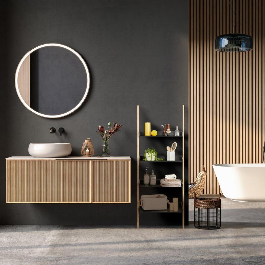 B2X  Leiterregal aus Bambus mit 4 Böden 