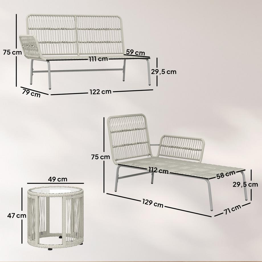 Outsunny Rattan Gartenmöbel Set  