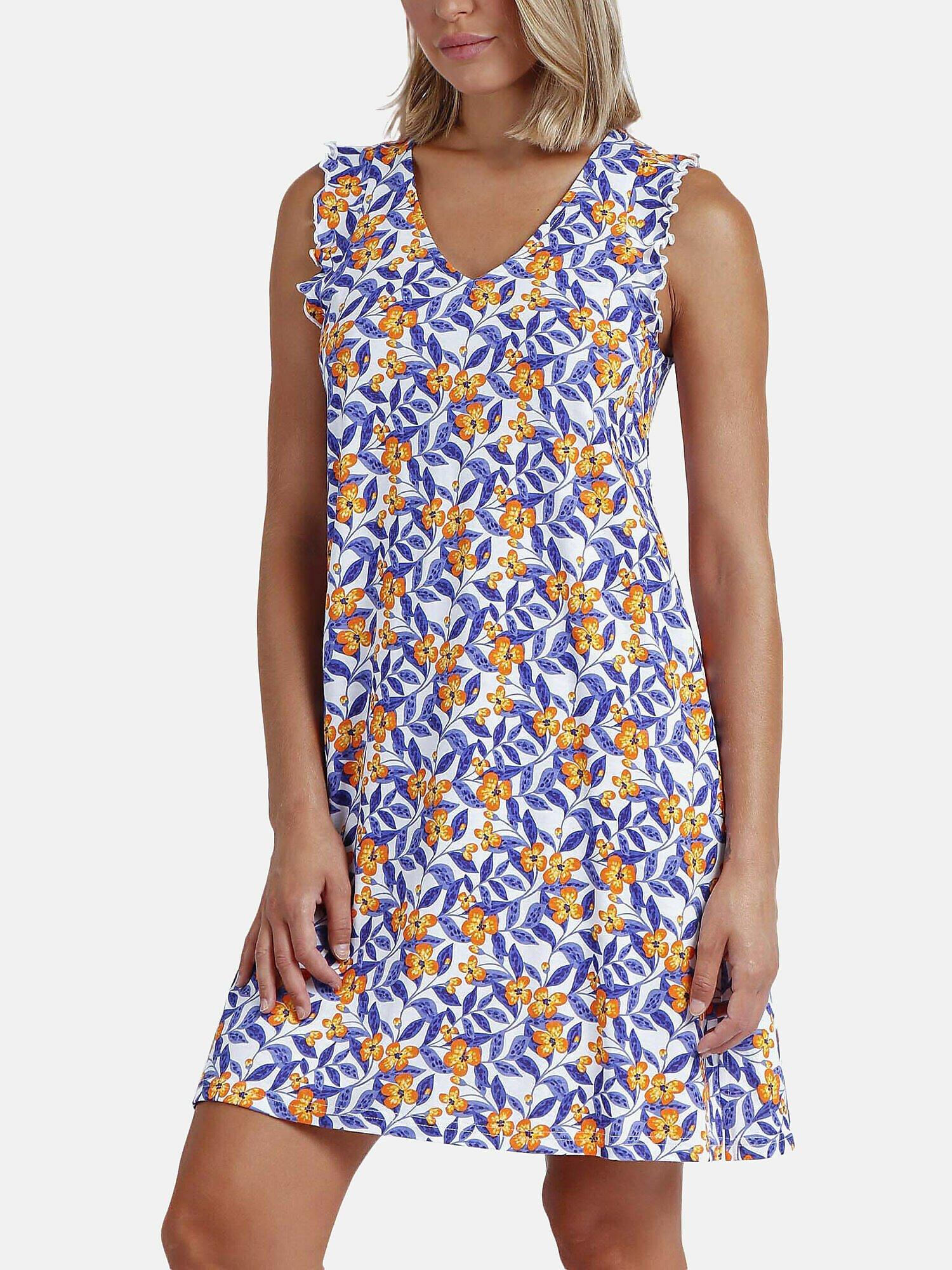 Image of Negligé Mauve And Orange Flowers Damen Violett Bedruckt XL