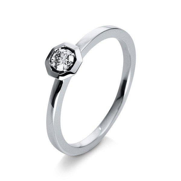 Image of Solitär-ring 750/18k Weissgold Diamant 0.15ct. Damen Silber 54