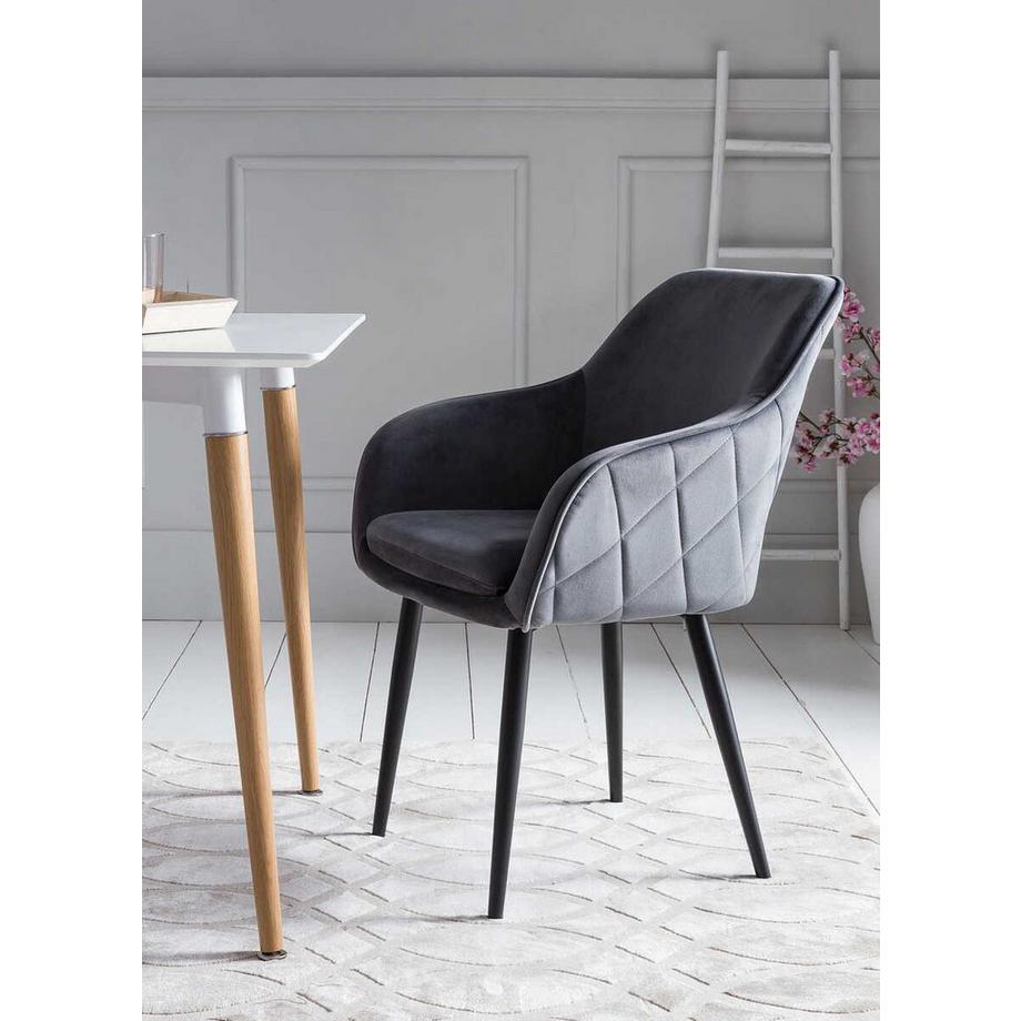 mutoni Chaise de salle à manger grise velours  