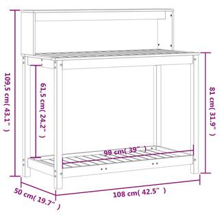 VidaXL Table d'empotage bois de pin  