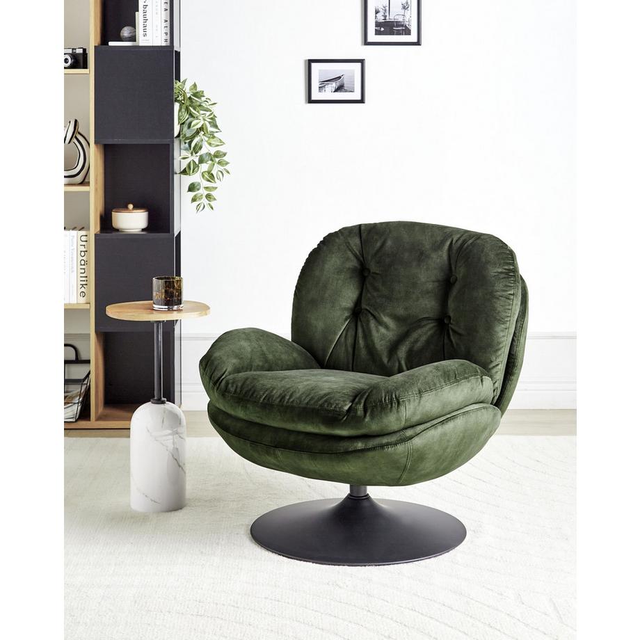 Beliani Fauteuil pivotant en Velours Rétro NOLVIK  