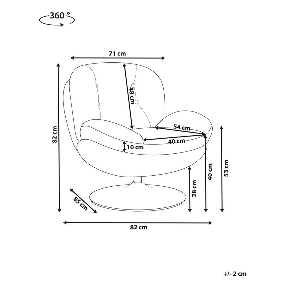Beliani Fauteuil pivotant en Velours Rétro NOLVIK  