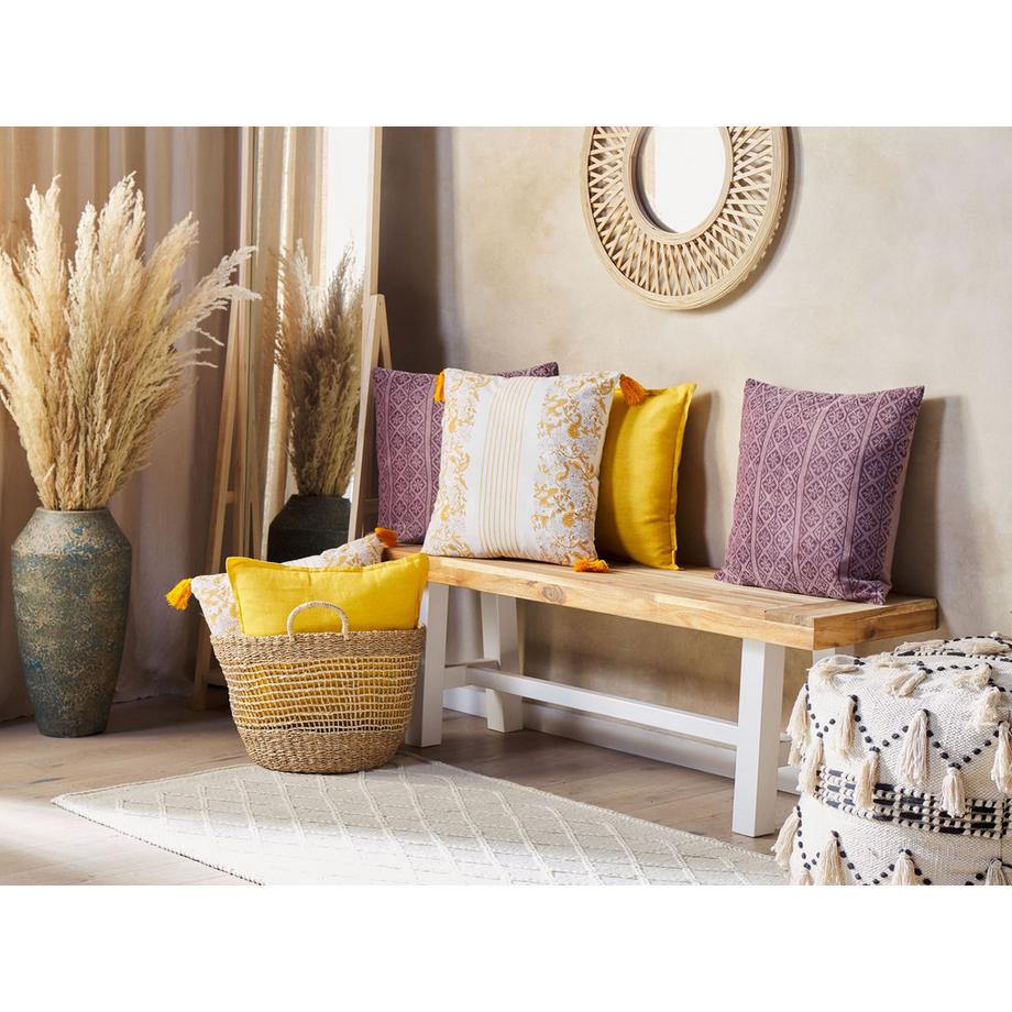 Beliani Lot de 2 coussins décoratifs en Coton Boho BILOBA  