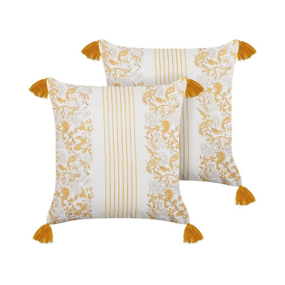 Lot de 2 coussins décoratifs en Coton Boho BILOBA