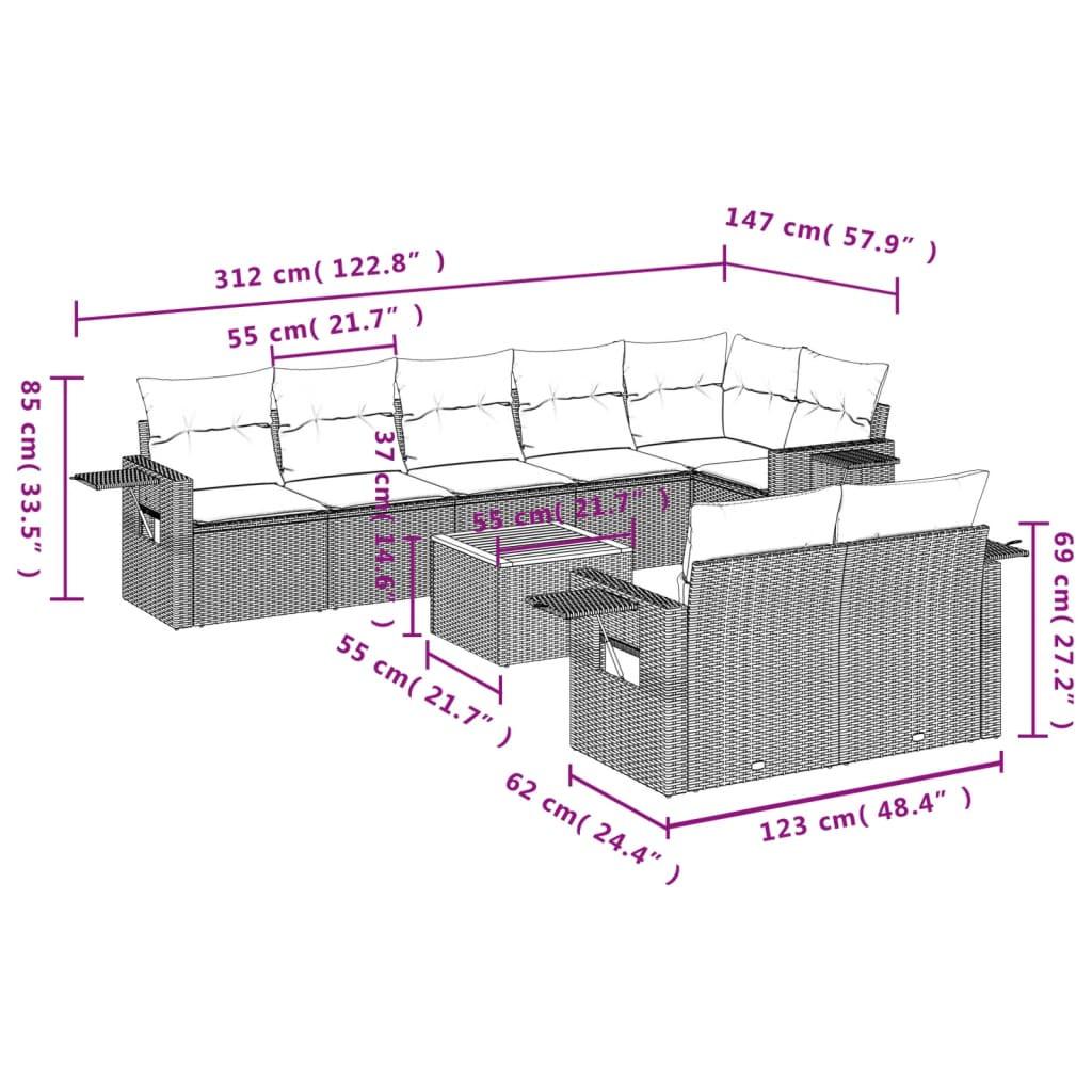 VidaXL set divano da giardino Polirattan  