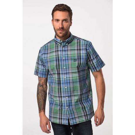 JP1880  Camicia a quadri dal taglio comodo con maniche lunghe e colletto button-down, fino alla tg. 8XL 