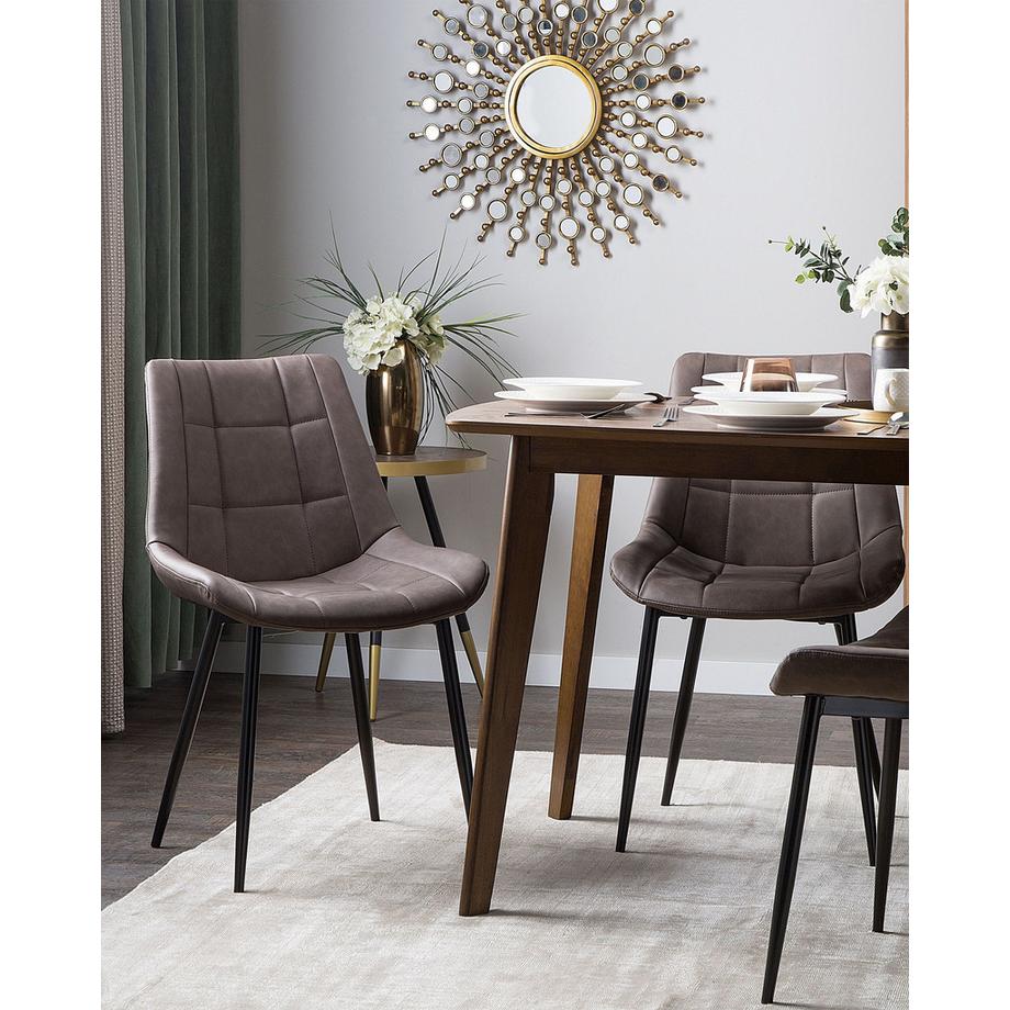 Beliani Esszimmerstuhl 2er Set aus Kunstleder  MELROSE II  