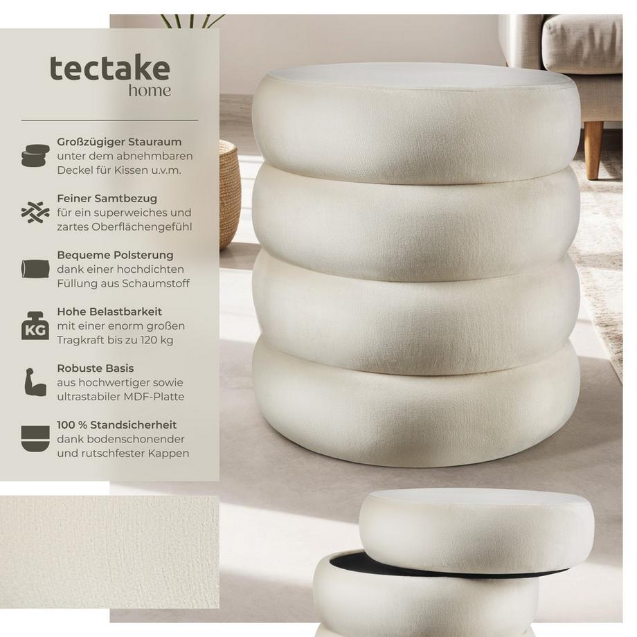 Tectake Sitzhocker mit Stauraum Altu rund 42 x 42 x 47 cm  
