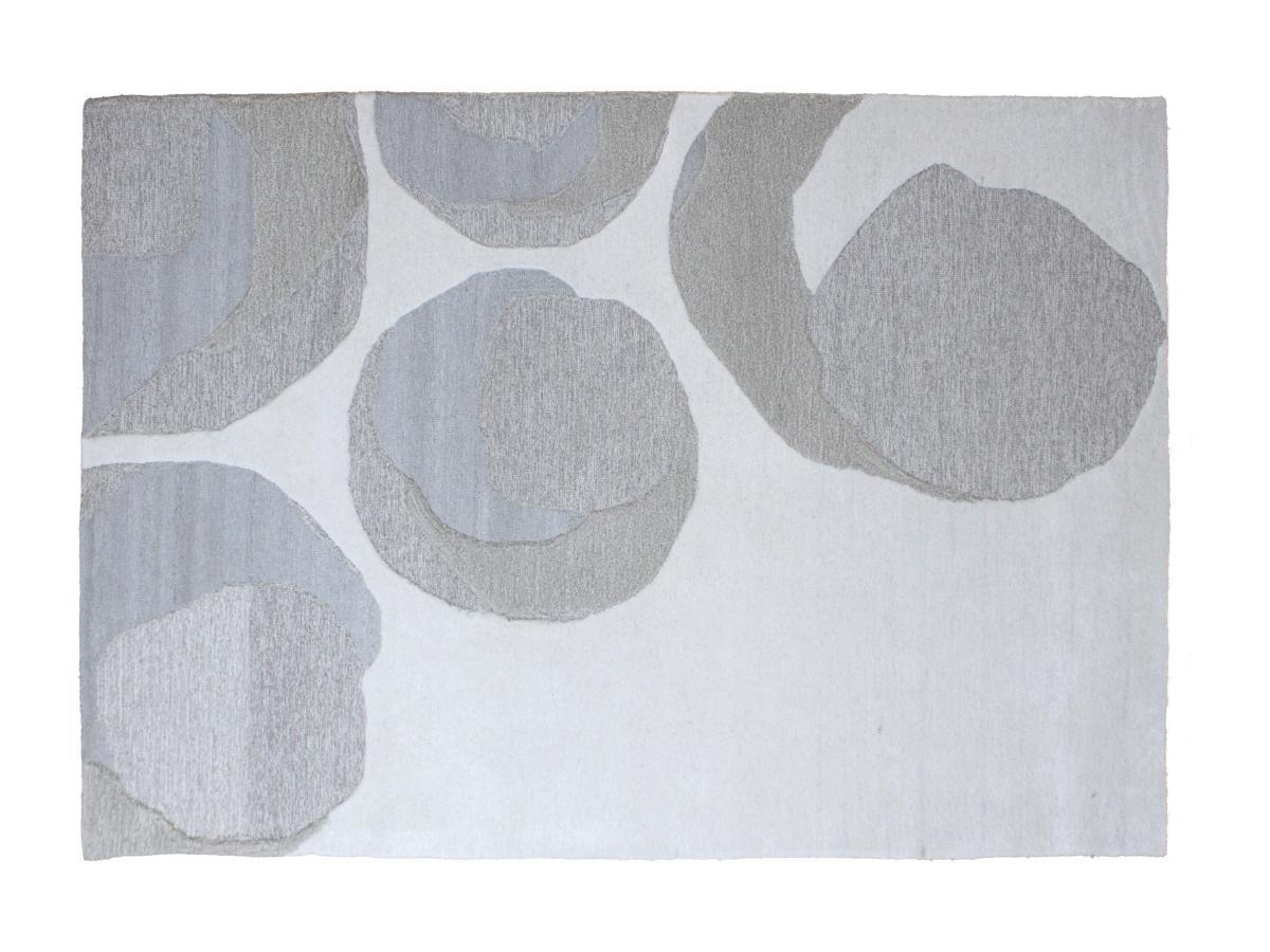 Image of Teppich Mit Abstraktem Muster - Relief-optik - Wolle & Viskose - 160 X 230 Cm - 2200 G/m2 - Grau - Kumasi Unisex Grau 160X230CM
