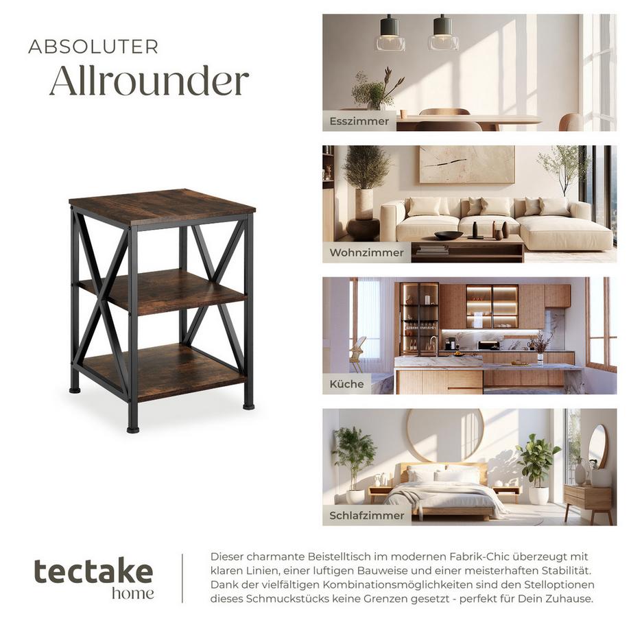 Tectake Beistelltisch Nottingham Industrial Style Holz und Stahl  