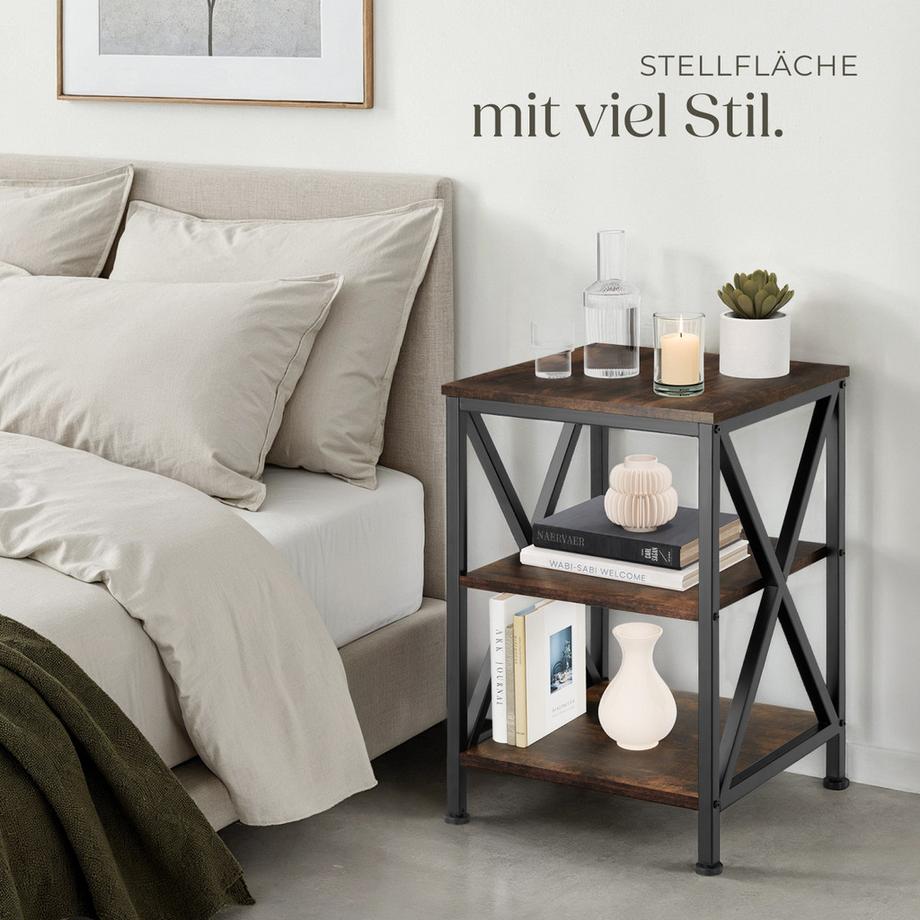 Tectake Beistelltisch Nottingham Industrial Style Holz und Stahl  