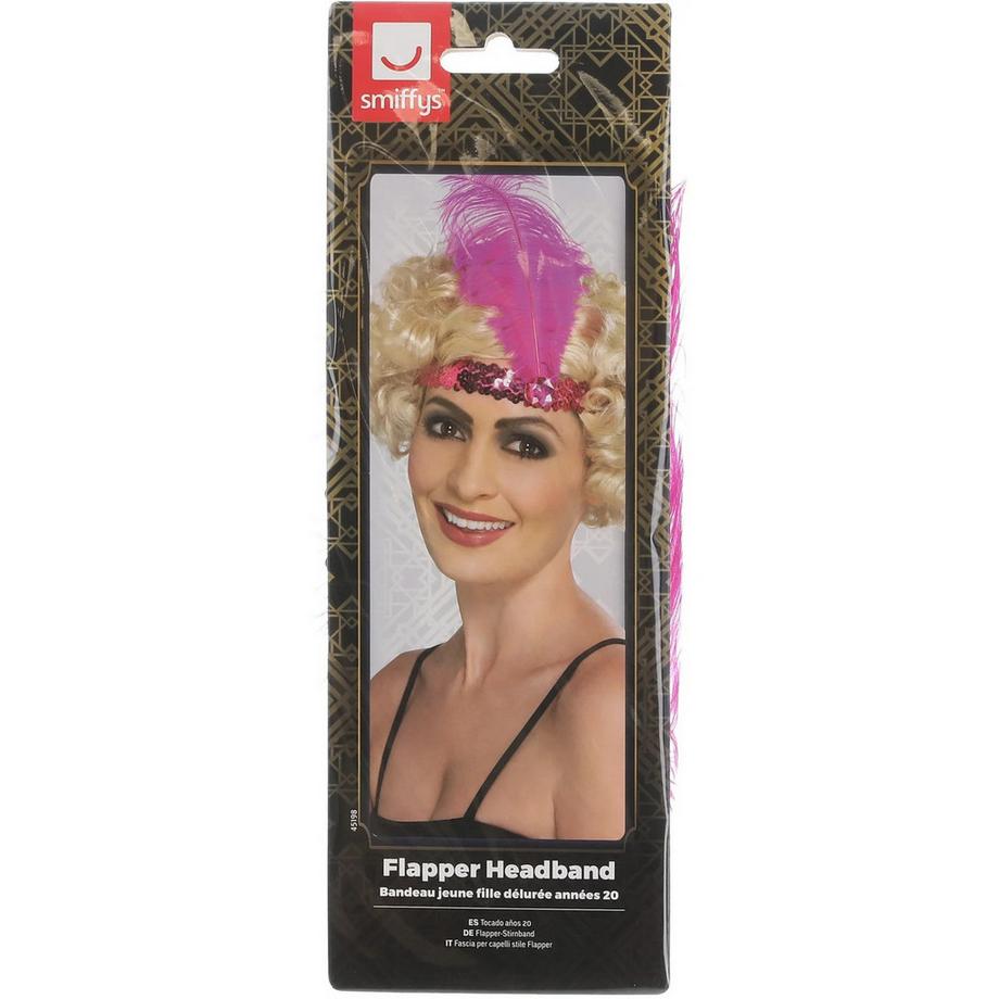 smiffys Flapper Kopfbedeckung mit Feder und Pailletten  