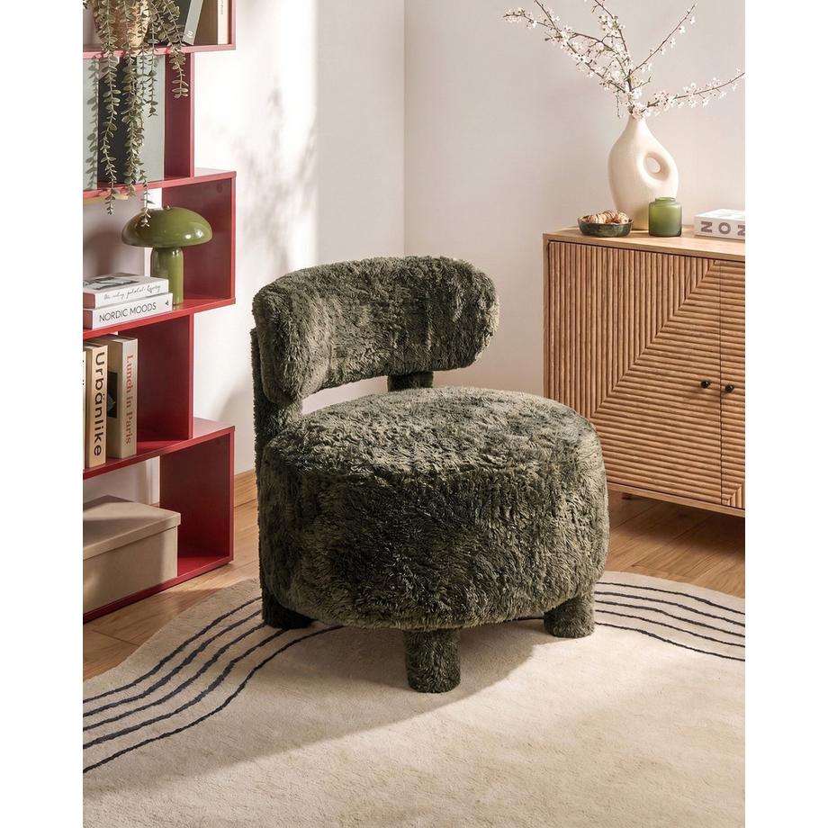 Beliani Fauteuil en Fourrure synthétique Rétro HAMINA  