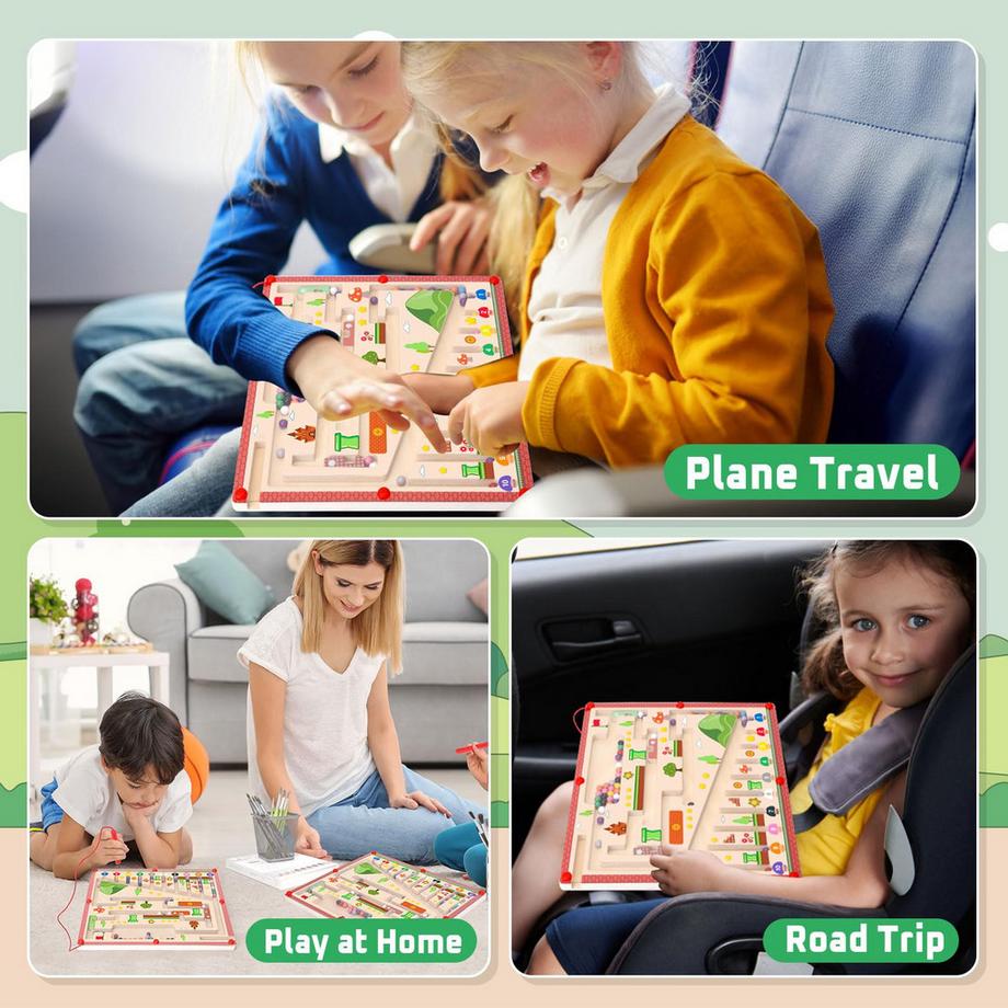Activity-board  Jeu magnétique labyrinthe cadeau enfant jeu de tri en bois chiffres et couleurs jouet éducatif 